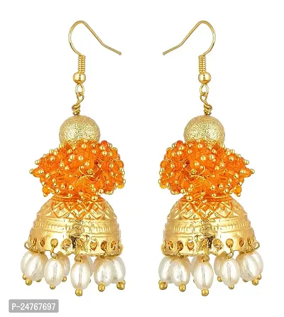 Kshitij Jewels Women's Pretty Alloy Earring - Orange [KJS297]