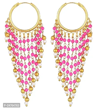 Kshitij Jewels Women's Stunning Alloy Beaded Earring - Pink [KJS185]-thumb2