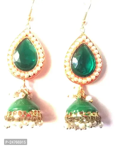 Kshitij Jewels Women's Trendy Alloy Earrings - Green [KJD036]-thumb0