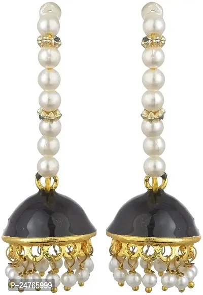 Kshitij Jewels Women's Pretty Earring - Black [KJS026]-thumb0