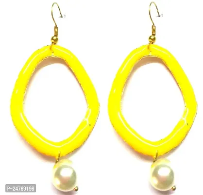 Kshitij Jewels Women's Fancy Alloy Earring - Yellow [KJD067]