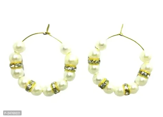 Kshitij Jewels Women's Fancy Alloy Earring - White [KJD101]