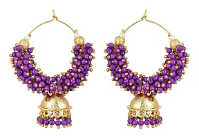 Kshitij Jewels Women's Stunning Alloy Earrings - Purple [KJS284]-thumb1