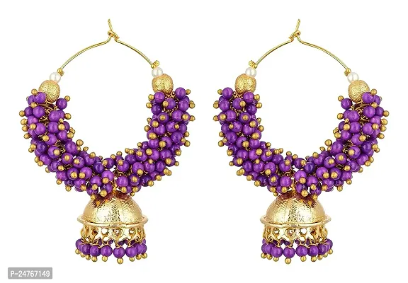 Kshitij Jewels Women's Stunning Alloy Earrings - Purple [KJS284]-thumb2