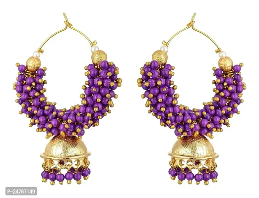 Kshitij Jewels Women's Stunning Alloy Earrings - Purple [KJS284]