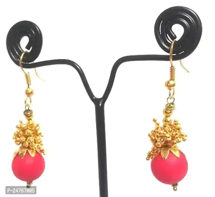 Kshitij Jewels Women's Charming Alloy Earrings - Pink [KJN079]