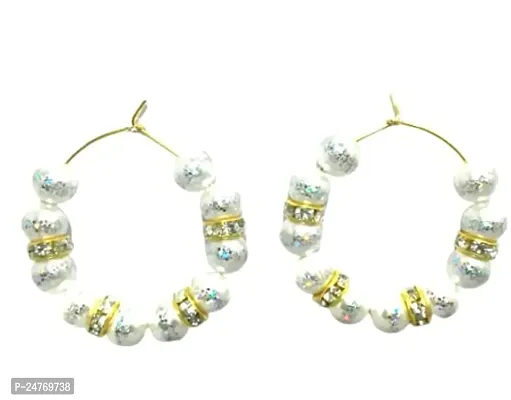 Kshitij Jewels Women's Fancy Alloy Earring - White [KJD100]-thumb0
