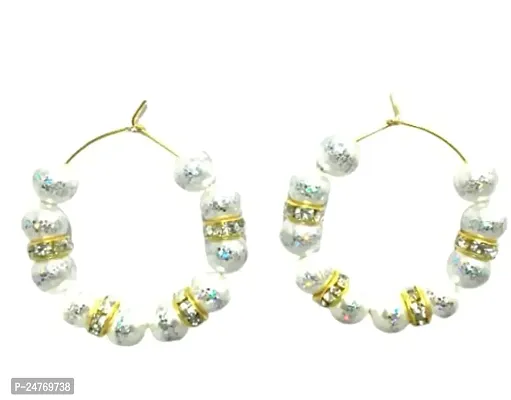 Kshitij Jewels Women's Fancy Alloy Earring - White [KJD100]