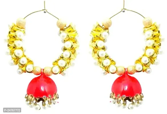 Kshitij Jewels Women's Beautiful Earrings - Red [KJD113]