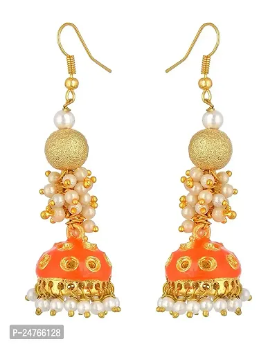 Kshitij Jewels Women's Trendy Alloy Earring - Orange [KJS326]-thumb0