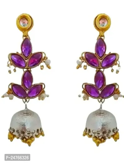 Kshitij Jewels Women's Exquisite Classy Alloy Earrings - Purple [KJP070]-thumb0