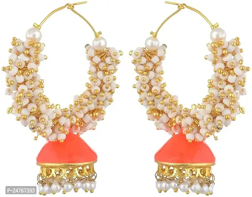 Kshitij Jewels Women's Beautiful Earrings - Orange [KJS074]-thumb2