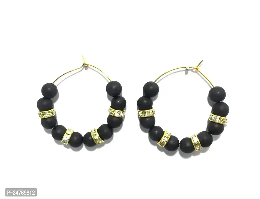 Kshitij Jewels Women's Fancy Alloy Earring - Black [KJD089]