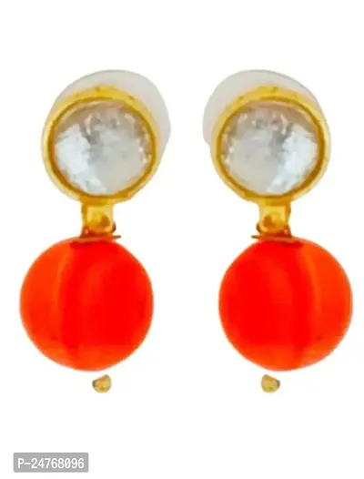 Kshitij Jewels Women's Attractive Alloy Earring - Orange [KJP147]