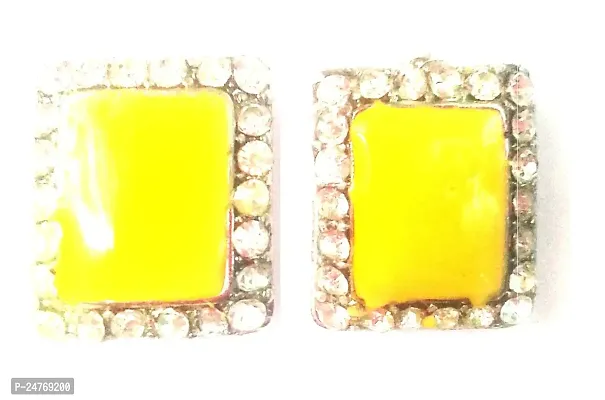 Kshitij Jewels Women's Glittering Fancy Alloy Stud - Yellow [KJD001]