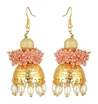 Kshitij Jewels Women's Pretty Alloy Earring - Pink [KJS299]-thumb1