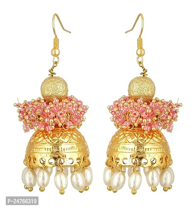 Kshitij Jewels Women's Pretty Alloy Earring - Pink [KJS299]-thumb2