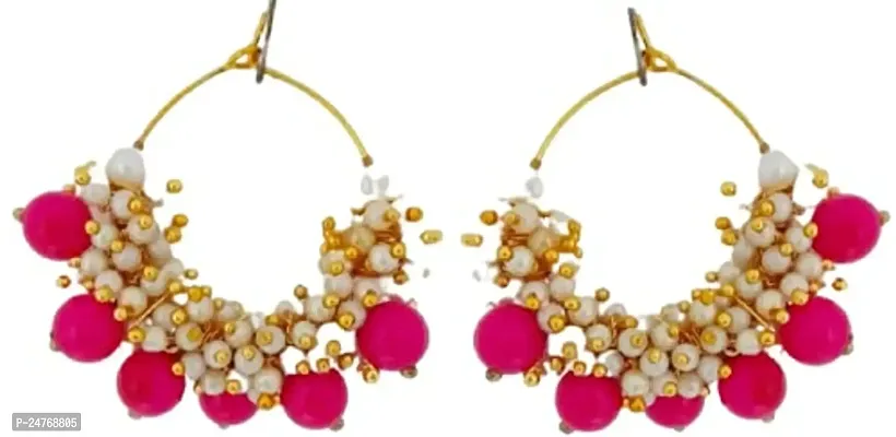 Kshitij Jewels Women's Fancy Alloy Earrings - Pink [KJP094]-thumb0