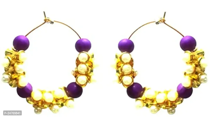 Kshitij Jewels Women's Pretty Alloy Earring - Purple [KJN143]