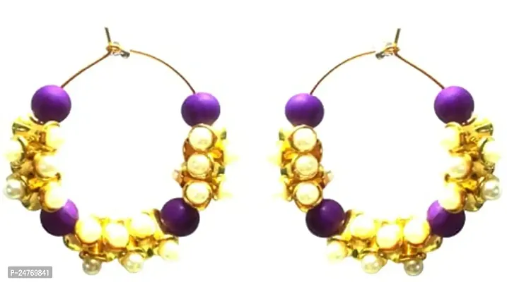 Kshitij Jewels Women's Pretty Alloy Earring - Purple [KJN143]-thumb0