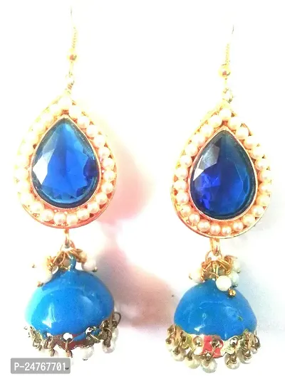 Kshitij Jewels Women's Trendy Alloy Earrings - Blue [KJD037]