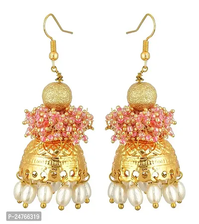 Kshitij Jewels Women's Pretty Alloy Earring - Pink [KJS299]-thumb0