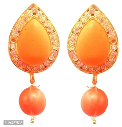 Kshitij Jewels Women's Trendy Alloy Earring - Orange [KJD025]