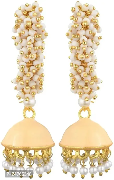Kshitij Jewels Women's Trendy Metal Earring - Off-white [KJS154]