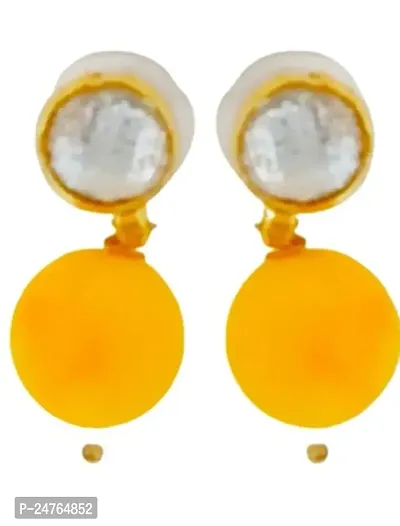 Kshitij Jewels Women's Attractive Alloy Earring - Yellow [KJP155]