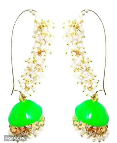 Kshitij Jewels Women's Beautiful Alloy Earrings - Green [KJD150]