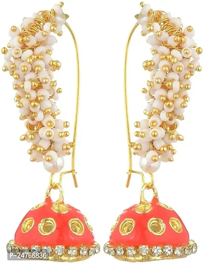 Kshitij Jewels Women's Trendy Metal Earring - Orange [KJS156]-thumb2