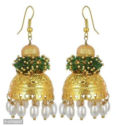 Kshitij Jewels Women's Pretty Earrings - Green [KJN137]-thumb2