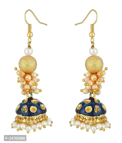 Kshitij Jewels Women's Trendy Alloy Earring - Blue [KJS323]-thumb0