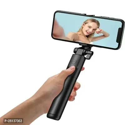 Stand for Mobile Phone 3 in 1 Bluetooth Selfie Stick Aluminium Alloy for iPhone OnePlus Samsung, Black-thumb0