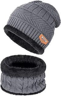 Ultra Soft Unisex Woolen Cap with Neck Muffler/Neckwarmer Free Size for Men Women Girl Boy - Warm (Multicolor)-thumb3