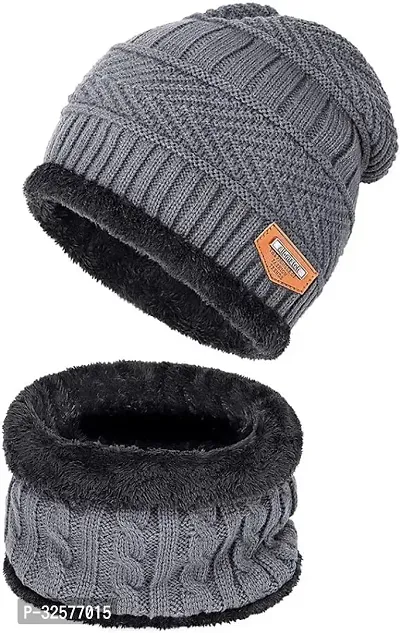 Ultra Soft Unisex Woolen Cap with Neck Muffler/Neckwarmer Free Size for Men Women Girl Boy - Warm (Multicolor)-thumb4