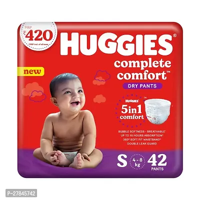 Huggies Complete Comfort Dry Pants Small S Size 4 8 Kgs Baby Diaper Pants 42 count with 5 in 1 Comfort-thumb0