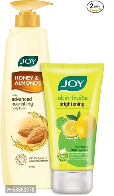 Joy Honey Almonds Nourishing Body Lotion 750ml With Brightening Face Wash