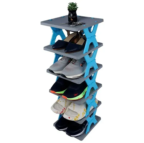 N4X4 KITCHENWARE 6 Tier Shoes Stand | Shoe Storage Organizer for Bedroom Entryway| Collapsible Plastic Shoe Rack, Shoe Stand for Home