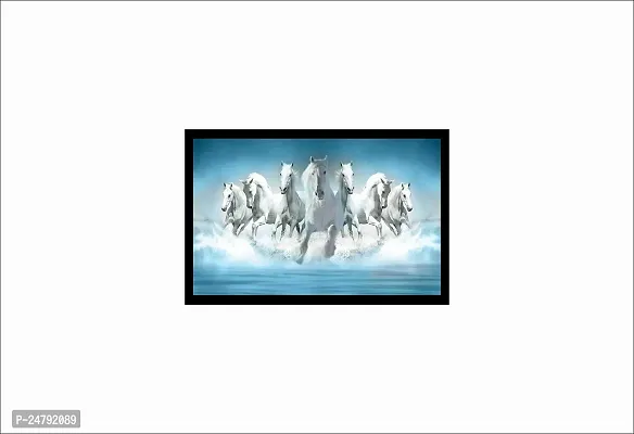 Inkart Seven White Running Horse Vaastu Wall Photo Frame Home Decoration (8x12 inches)