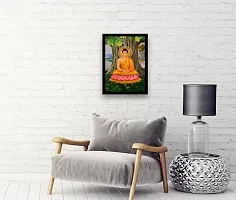 Inkart Prints Wood Wall Mount Bhagwan Budhha Religious Photo Frame, 13x19 Inches (Multicolour)-thumb2