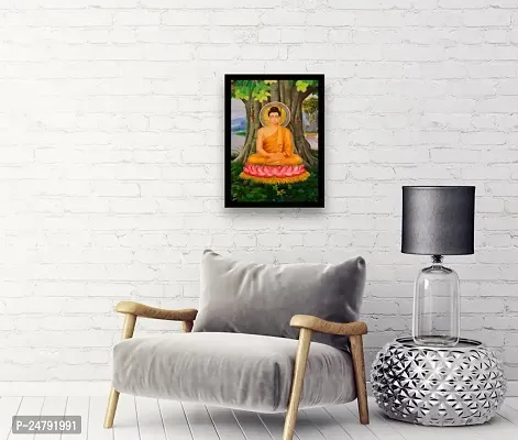 Inkart Prints Wood Wall Mount Bhagwan Budhha Religious Photo Frame, 13x19 Inches (Multicolour)-thumb3