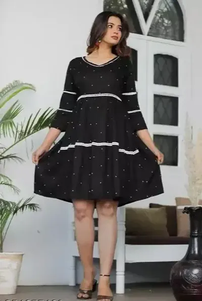 Stylish Frock style polka dot print Dress