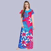 Elegant Multicolored Cotton Printed Nightdress For Women Pack Of 2-thumb2