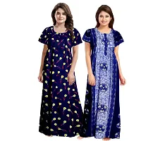 Elegant Multicoloured Cotton Printed Nighty For Women Pack Of 2-thumb1