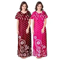 Elegant Multicoloured Cotton Printed Nighty For Women Pack Of 2-thumb1