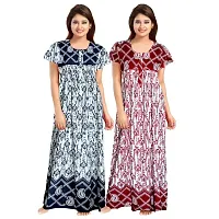 Elegant Multicoloured Cotton Printed Nighty For Women Pack Of 2-thumb1