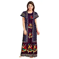 Elegant Multicolored Cotton Printed Nightdress For Women Pack Of 2-thumb1