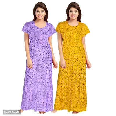 Elegant Multicoloured Cotton Printed Nighty For Women Pack Of 2-thumb2