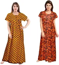 Elegant Multicoloured Cotton Printed Nighty For Women Pack Of 2-thumb1